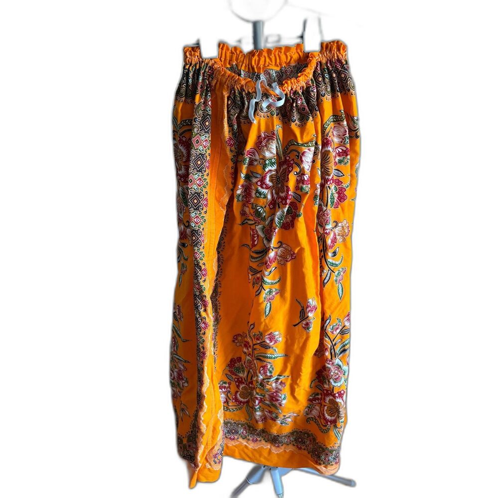 Handmade Bohemian Bright Yellow Orange Skirt Stretchy Waist Global Tribal